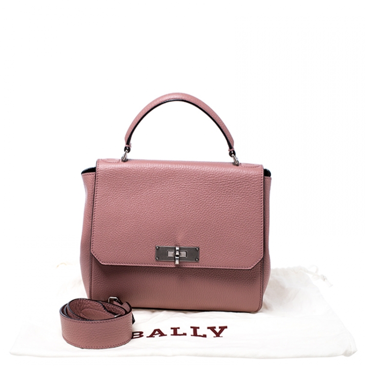 Pre Owned Bally Pink Leather Flap Top Handle  Bag