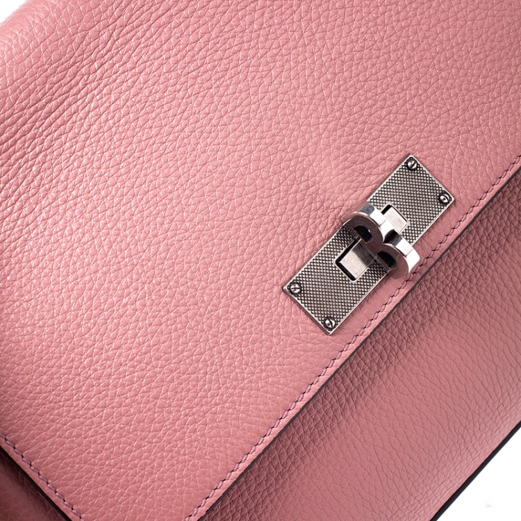 Pre Owned Bally Pink Leather Flap Top Handle  Bag