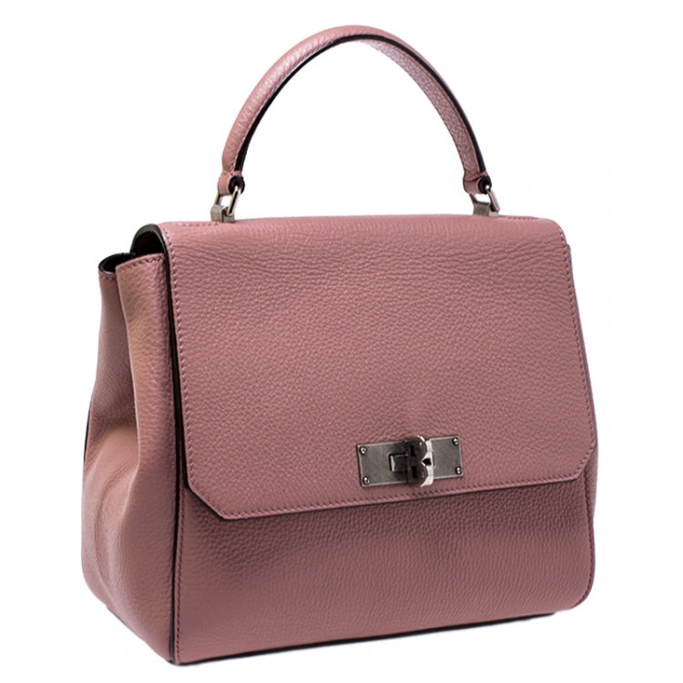 Pre Owned Bally Pink Leather Flap Top Handle  Bag