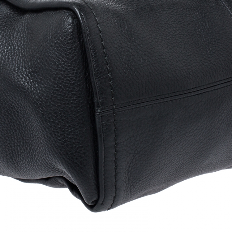 Pre Owned Bally Black Leather Flap Satchel