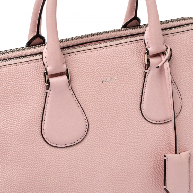 Pre Owned Bally Pink Leather Double Zip Satchel