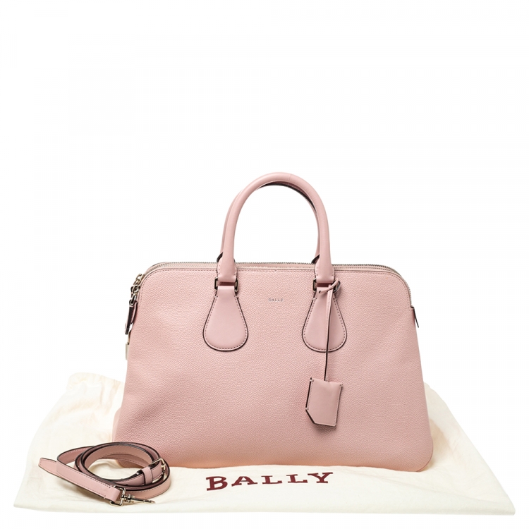 Pre Owned Bally Pink Leather Double Zip Satchel
