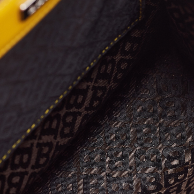 Pre Owned Bally Yellow Leather Flap Shoulder Bag