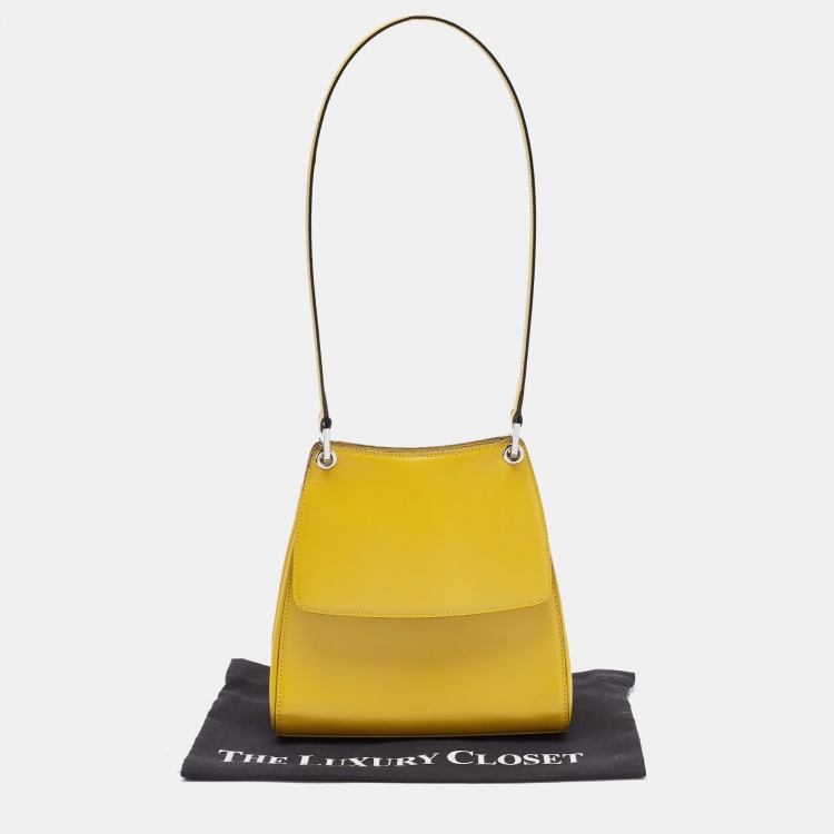 Pre Owned Bally Yellow Leather Flap Shoulder Bag