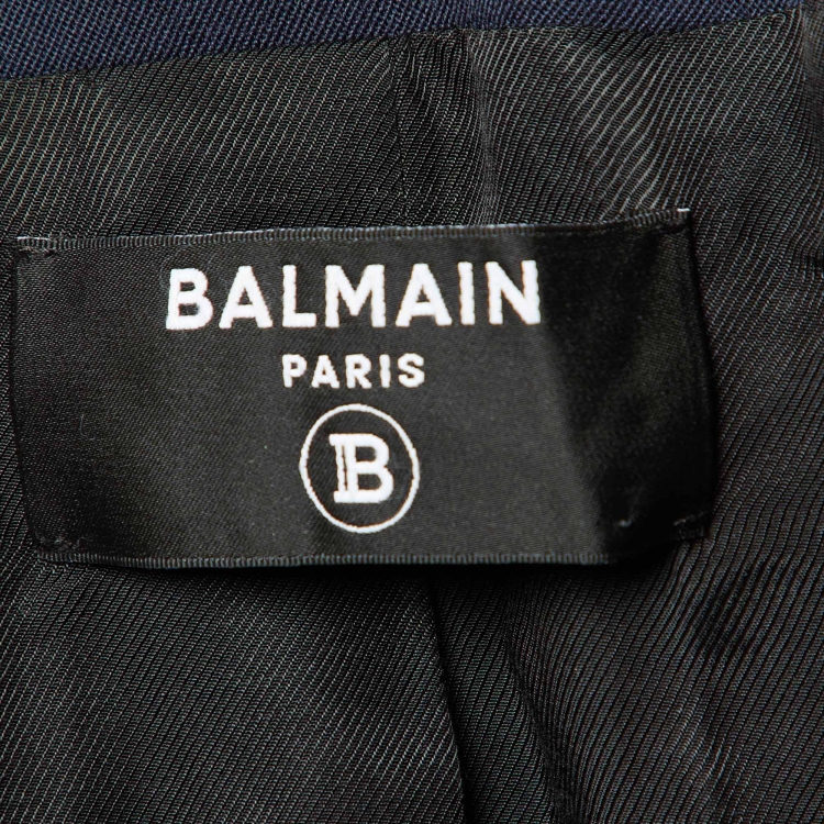 Pre Owned Balmain Navy Blue Wool Blazer M