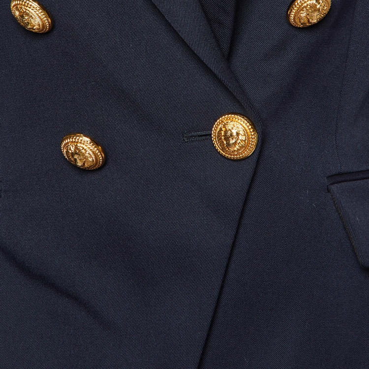 Pre Owned Balmain Navy Blue Wool Blazer M