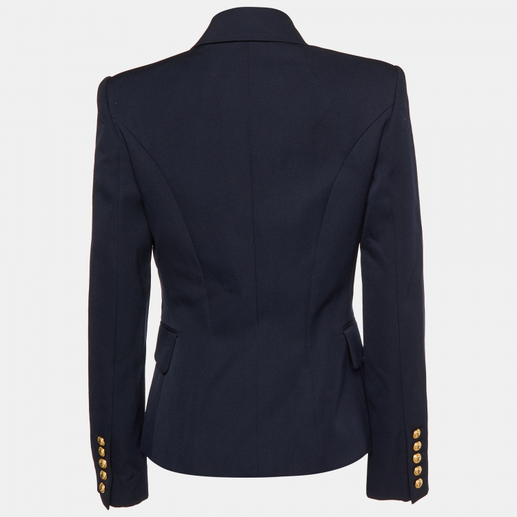 Pre Owned Balmain Navy Blue Wool Blazer M