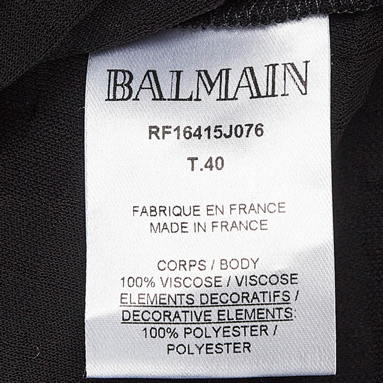 مملوكة مسبقًا Balmain Silver Jersey Mirror Embellished High Neck Mini Dress M