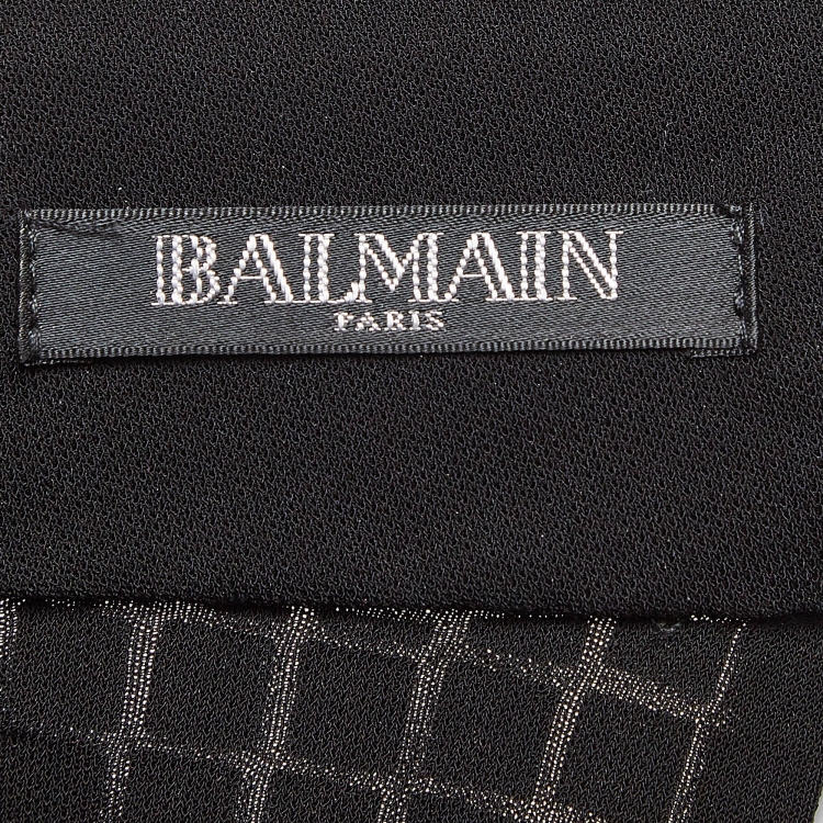 مملوكة مسبقًا Balmain Silver Jersey Mirror Embellished High Neck Mini Dress M