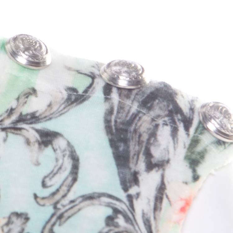 Pre Owned Balmain Multicolor Floral and Harlequin Check Printed Linen Jersey Tank Top S