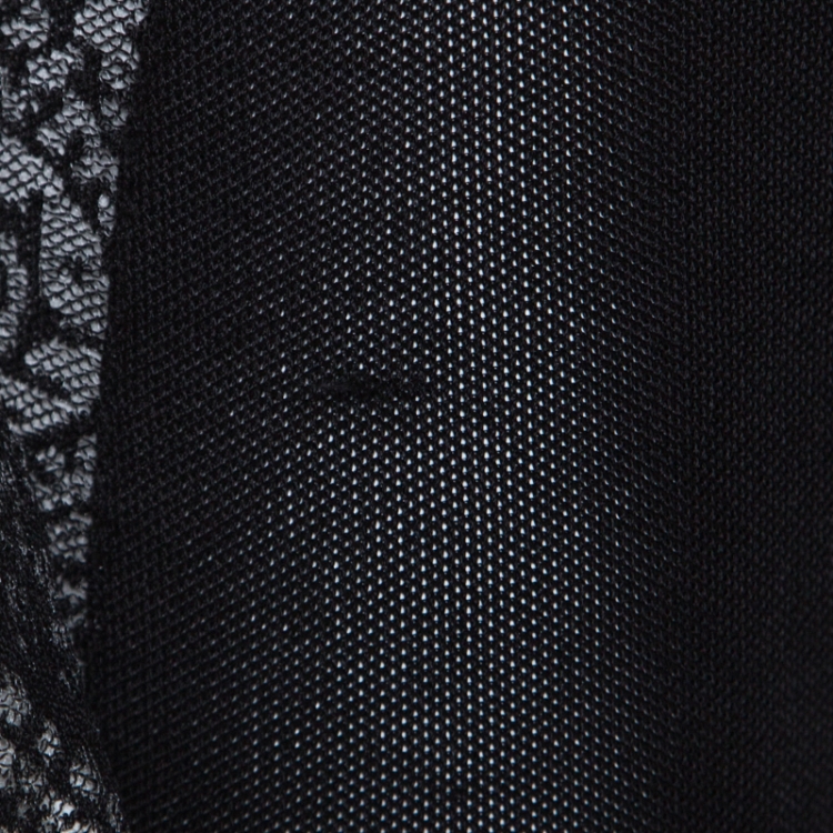 Pre Owned Balmain Black Sheer Lace Paneled Mini Bodycon Dress M