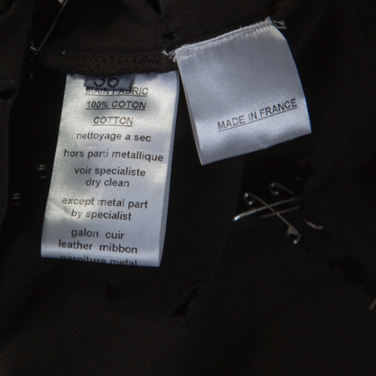 Pre Owned Balmain Black Cotton Safety Pin Embelliished Cut Out Top S