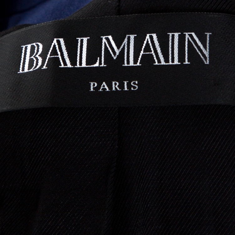 Pre Owned Balmain Blue Cotton Blend Double Breasted Tailored Blazer S