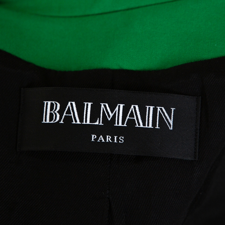 Pre Owned Balmain Green Cotton Blend Double Breasted Tailored Blazer L