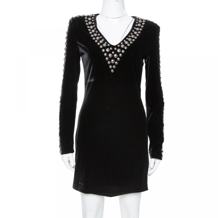 velvet studded dress