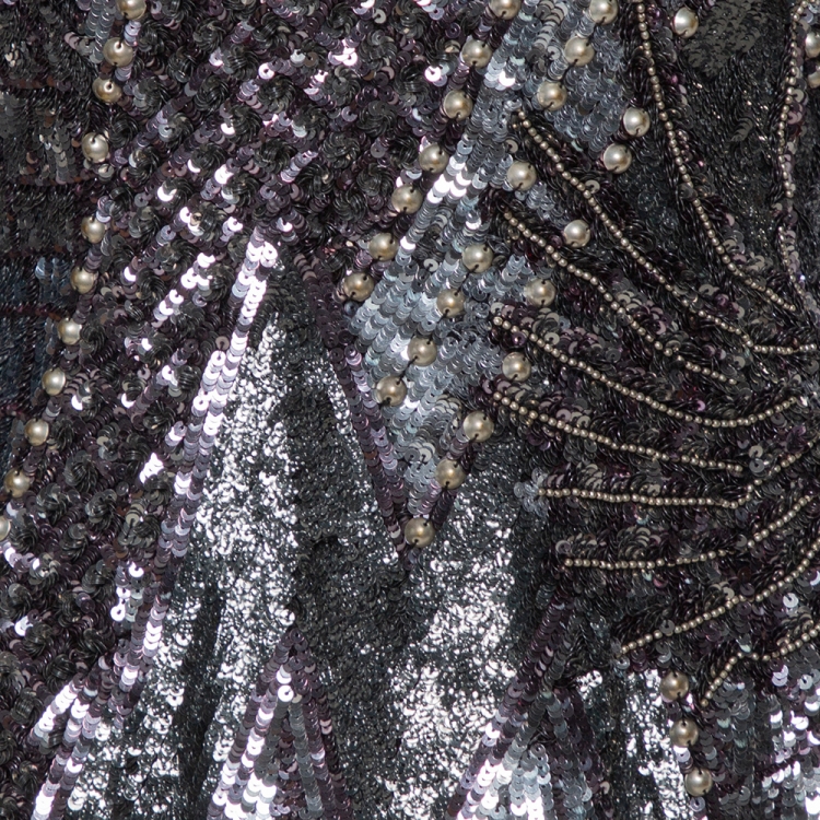 Pre Owned Balmain Silver Sequin & Stud Embellished Mini Dress M