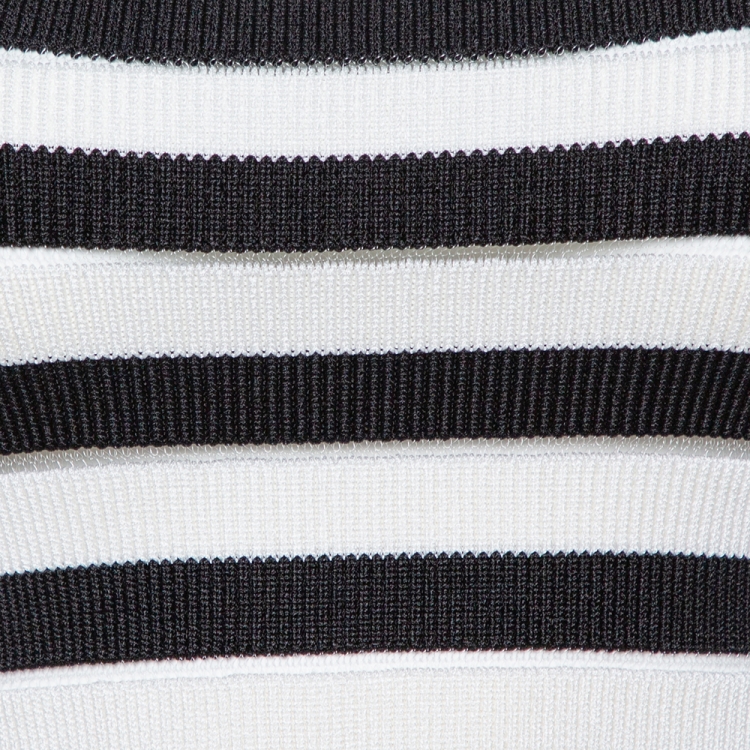 Pre Owned Balmain Monochrome Striped Knit Crop Top S