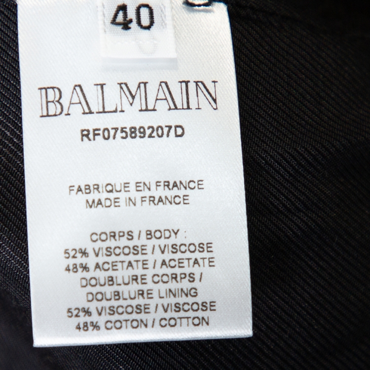 Pre Owned Balmain Black Crepe Double Breasted Hooded Mini Dress M
