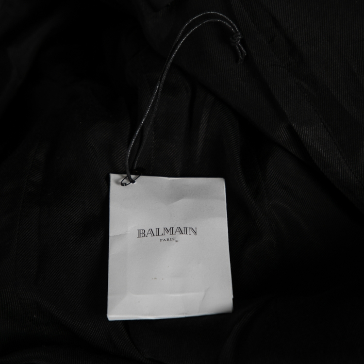 Pre Owned Balmain Black Leather Double Breasted Blazer M