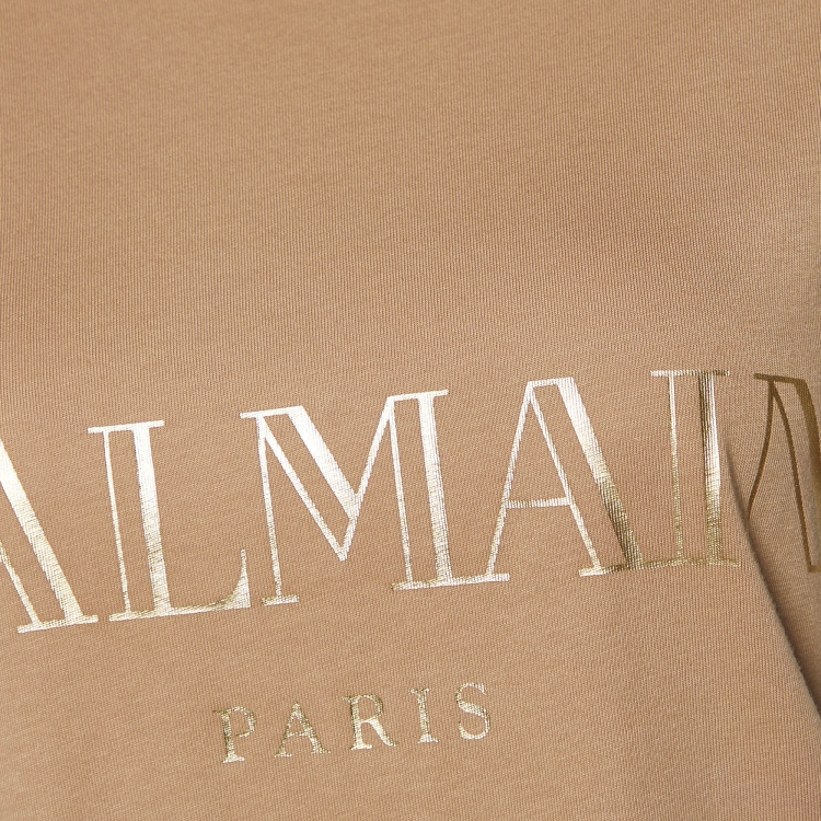 Pre Owned Balmain Dark Beige Logo Print Cotton Button Detail Tank Top M