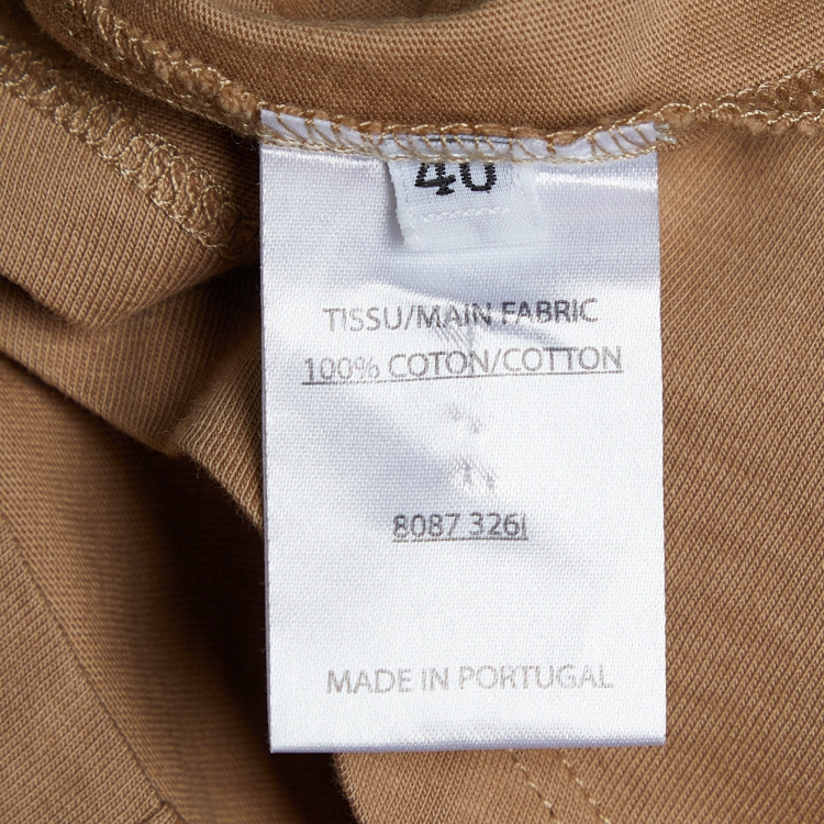 Pre Owned Balmain Dark Beige Logo Print Cotton Button Detail Tank Top M