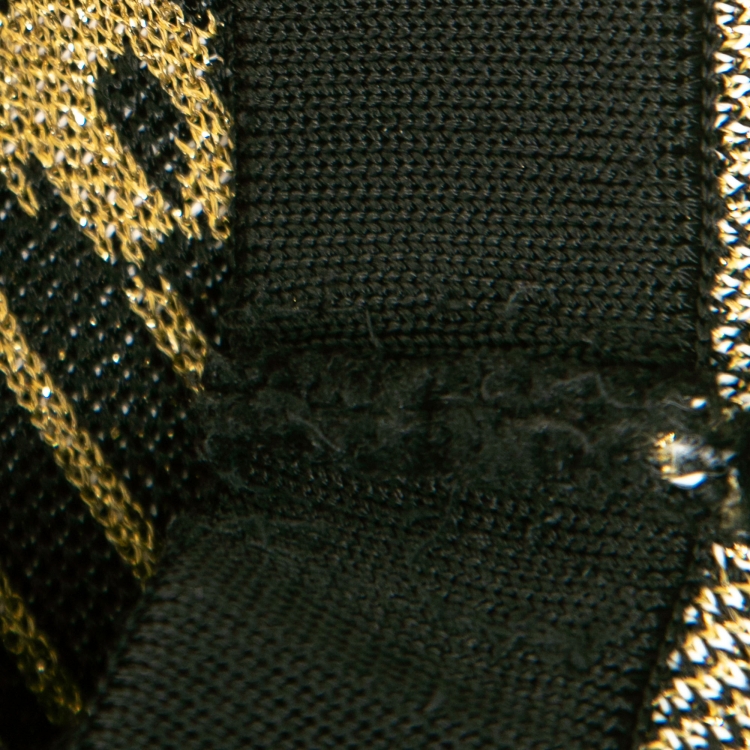 Pre Owned Balmain Black & Gold Baroque Patterned Lurex Knit Mini Skirt S