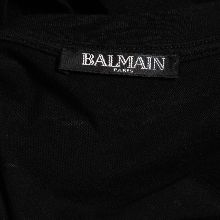 Pre Owned Balmain Black Cotton 'Do You Speak Balmain' Printed Tank Top S