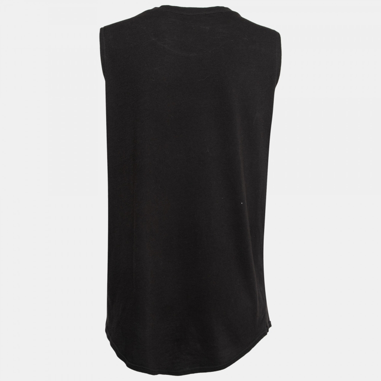 Pre Owned Balmain Black Cotton 'Do You Speak Balmain' Printed Tank Top S