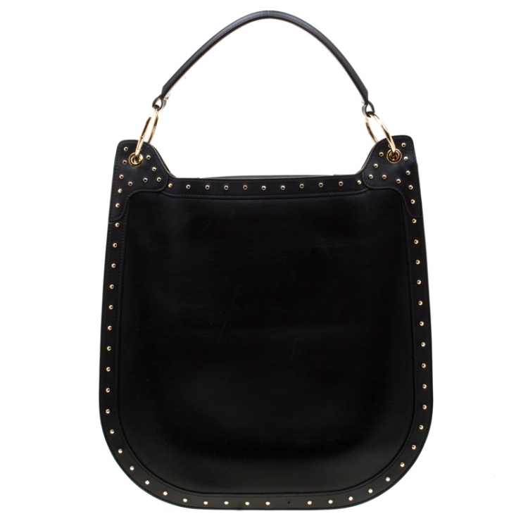 Pre Owned Balmain Black Studded Leather Domaine 33 Shoulder Bag