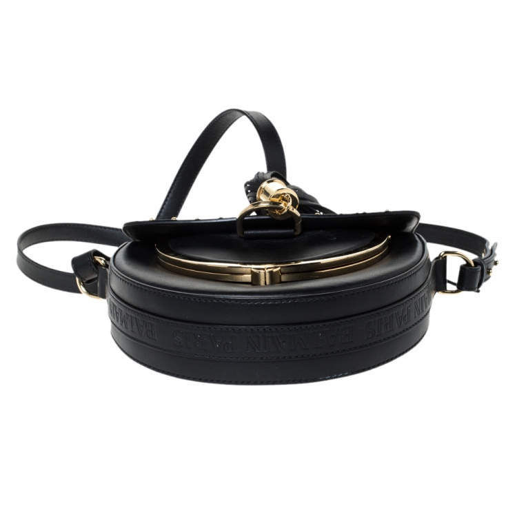 Pre Owned Balmain Black Leather Domaine 18 Shoulder Bag