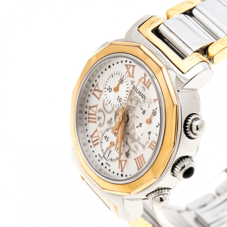 مملوكة مسبقًا Balmain Silver White Stainless Steel And Rose Gold Plated Steel Madrigal Chrono Lady Sl 5898 Women's Wristwatch 35 MM