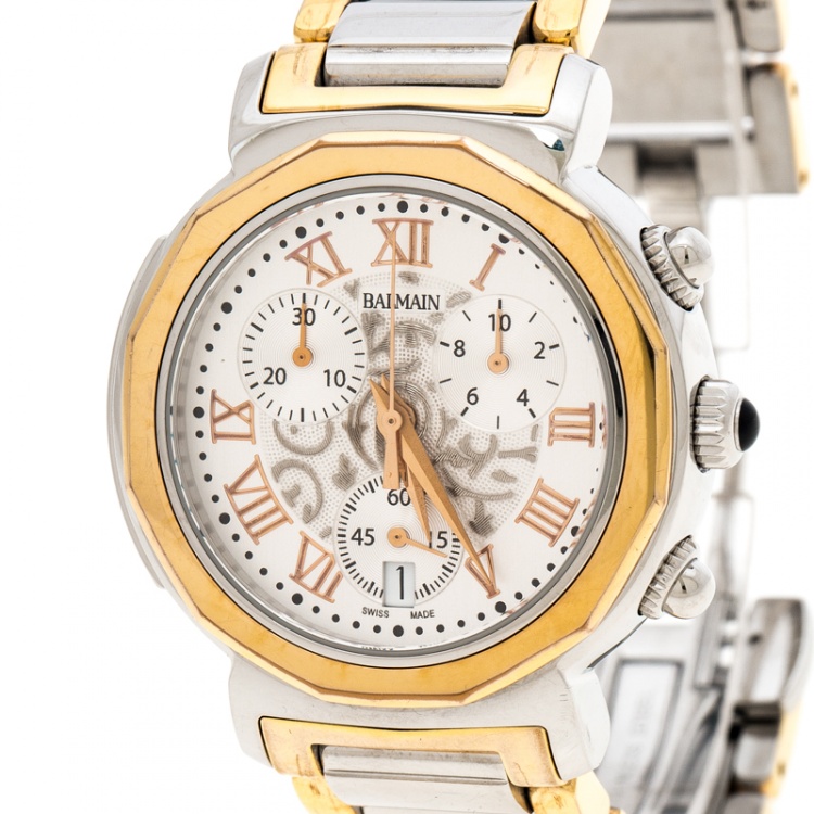 مملوكة مسبقًا Balmain Silver White Stainless Steel And Rose Gold Plated Steel Madrigal Chrono Lady Sl 5898 Women's Wristwatch 35 MM