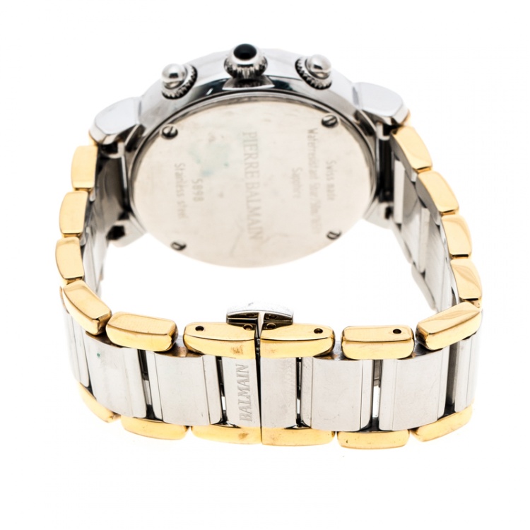 مملوكة مسبقًا Balmain Silver White Stainless Steel And Rose Gold Plated Steel Madrigal Chrono Lady Sl 5898 Women's Wristwatch 35 MM
