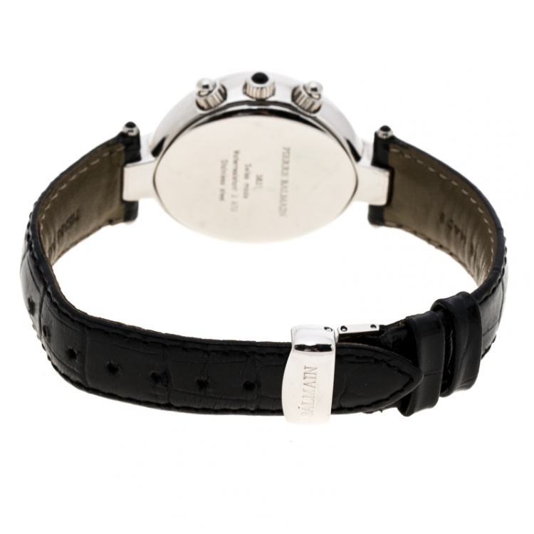 Pre Owned Balmain Silver Stainless Steel And Diamond Excessive Chrono 5831 Women's Wristwatch 32 mm