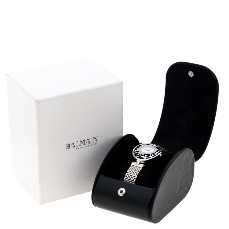 Pre Owned Balmain Mother of Pearl Stainless Steel 3075 Women's Wristwatch 32MM