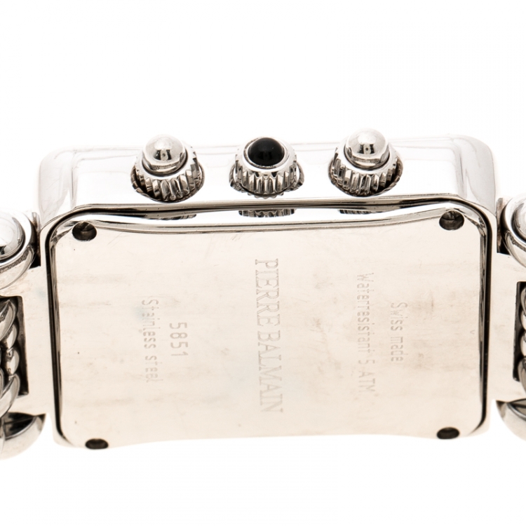 Pre Owned Balmain White Mother of Pearl Stainless Steel Diamonds Jolie Madame 5851 Women's Wristwatch 29 mm