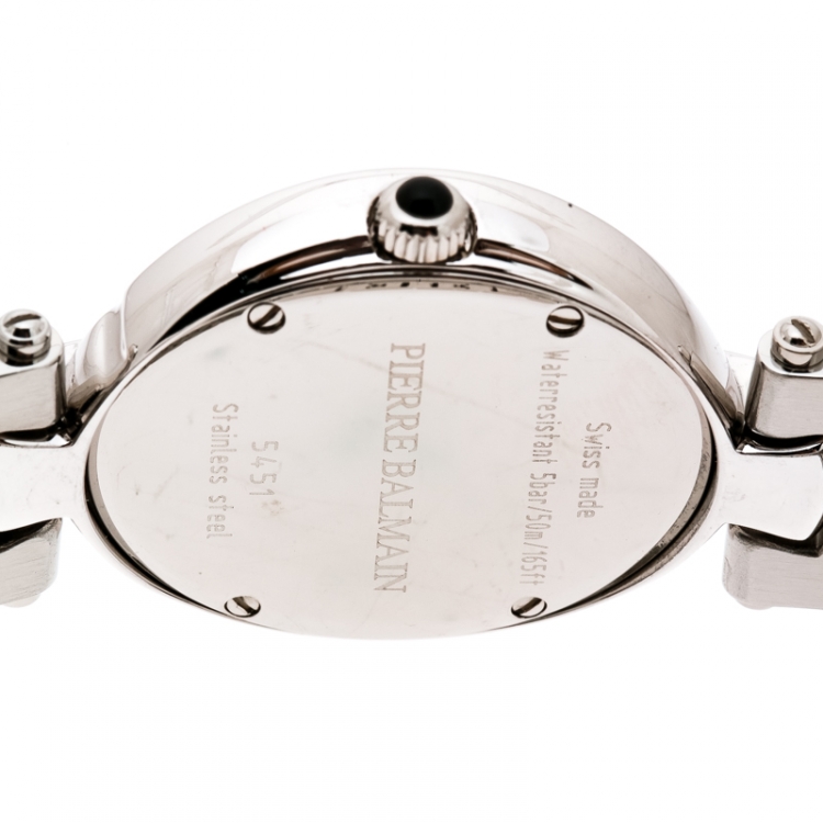 Pre Owned Balmain Mother of Pearl Stainless Steel Diamonds 5451 Women's Wristwatch 30 mm