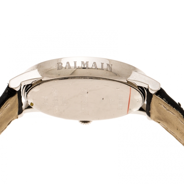 Pre Owned Balmain Black Stainless Steel Diamonds Eria Bijou B1775.32.62 Women's Wristwatch 36 mm