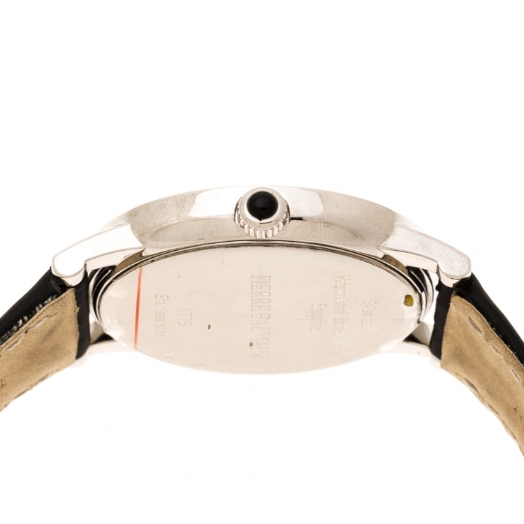 Pre Owned Balmain Black Stainless Steel Diamonds Eria Bijou B1775.32.62 Women's Wristwatch 36 mm