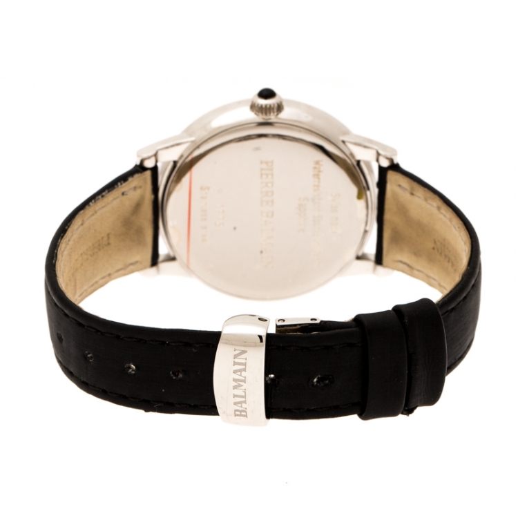 Pre Owned Balmain Black Stainless Steel Diamonds Eria Bijou B1775.32.62 Women's Wristwatch 36 mm
