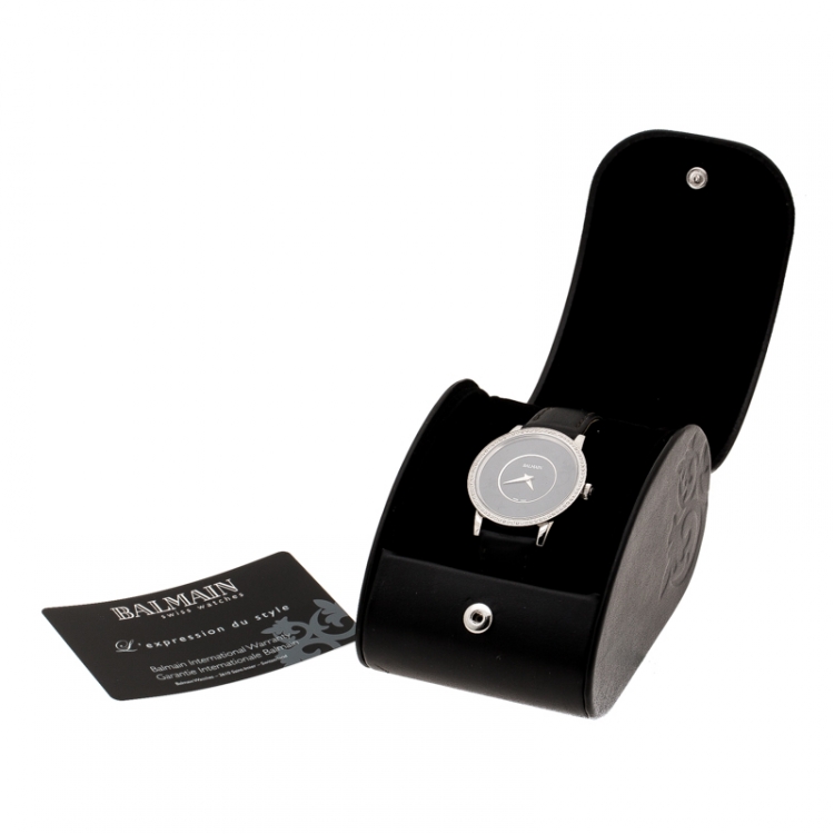 Pre Owned Balmain Black Stainless Steel Diamonds Eria Bijou B1775.32.62 Women's Wristwatch 36 mm