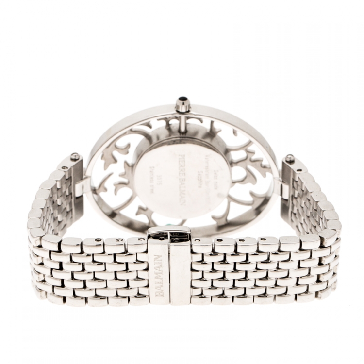 Pre Owned Balmain Mother of Pearl Stainless Steel Diamonds 3075 Women's Wristwatch 32 mm