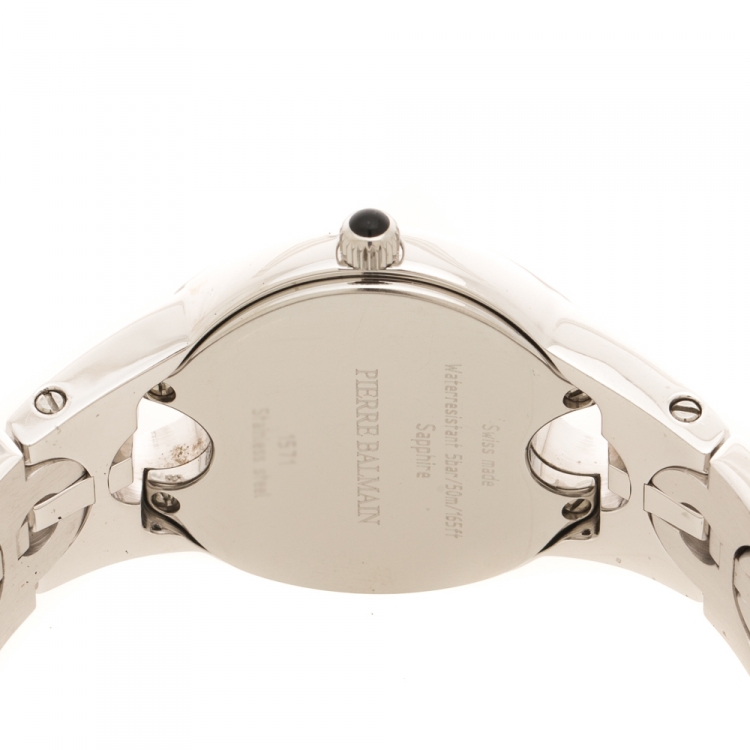 Pre Owned Balmain Silver Stainless Steel Diamonds B-Crazy B1571.33.16 Women's Wristwatch 32 mm
