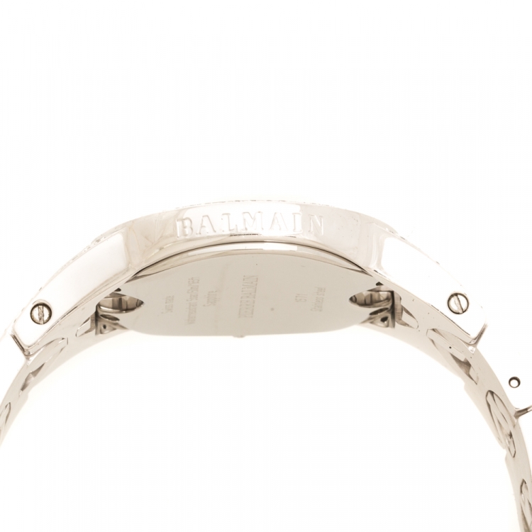 Pre Owned Balmain Silver Stainless Steel Diamonds B-Crazy B1571.33.16 Women's Wristwatch 32 mm