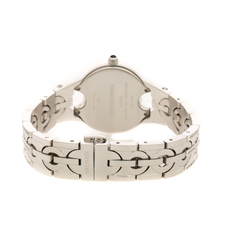 Pre Owned Balmain Silver Stainless Steel Diamonds B-Crazy B1571.33.16 Women's Wristwatch 32 mm