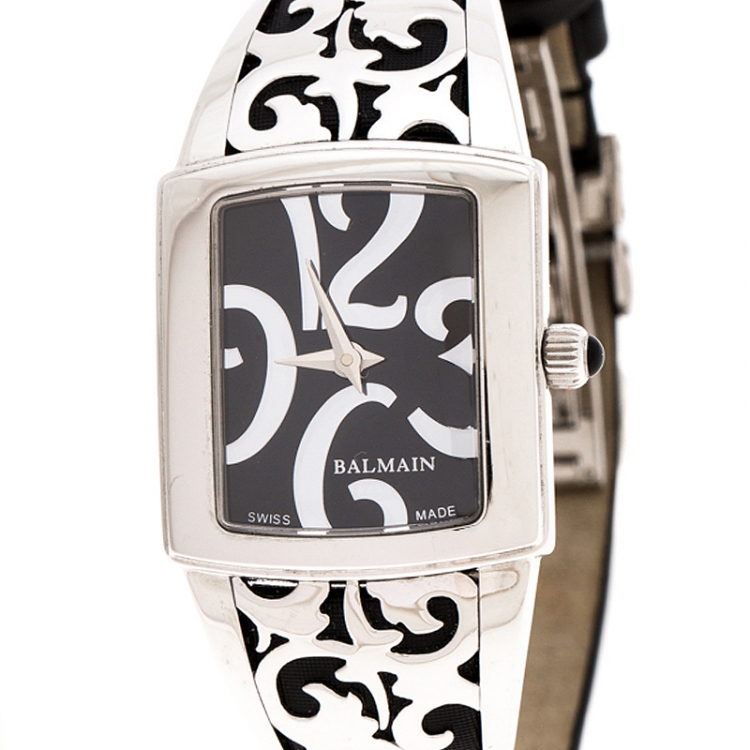Pre Owned Balmain Black Stainless Steel Elysees Arabesques B3371.32.64 Women's Wristwatch 24 mm