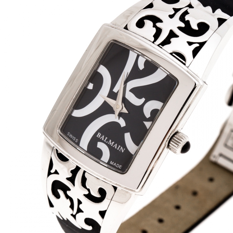 Pre Owned Balmain Black Stainless Steel Elysees Arabesques B3371.32.64 Women's Wristwatch 24 mm