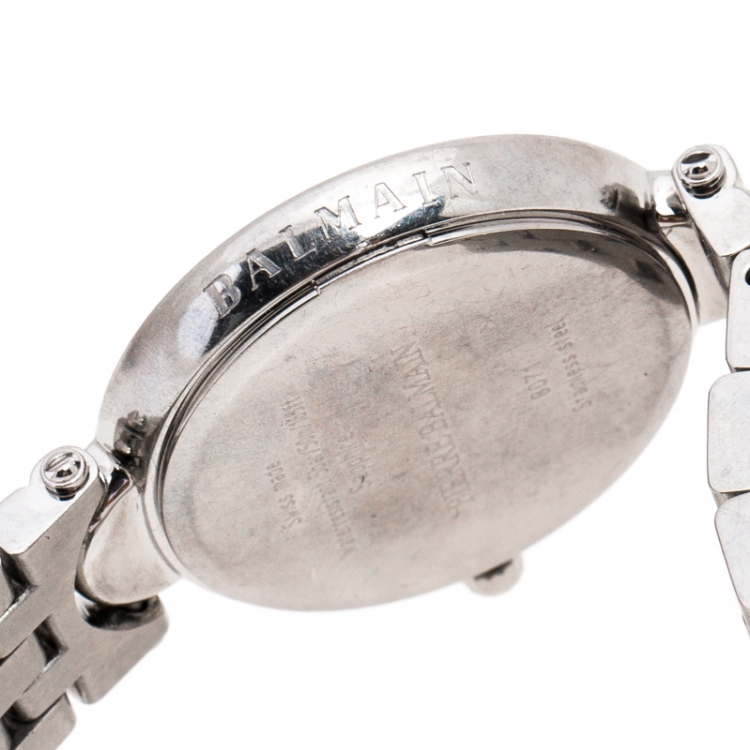 Pre Owned Balmain White Mother of Pearl Stainless Steel Haute Elegance B8071.33.83 Women's Wristwatch 27MM