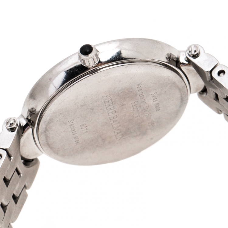 Pre Owned Balmain White Mother of Pearl Stainless Steel Haute Elegance B8071.33.83 Women's Wristwatch 27MM