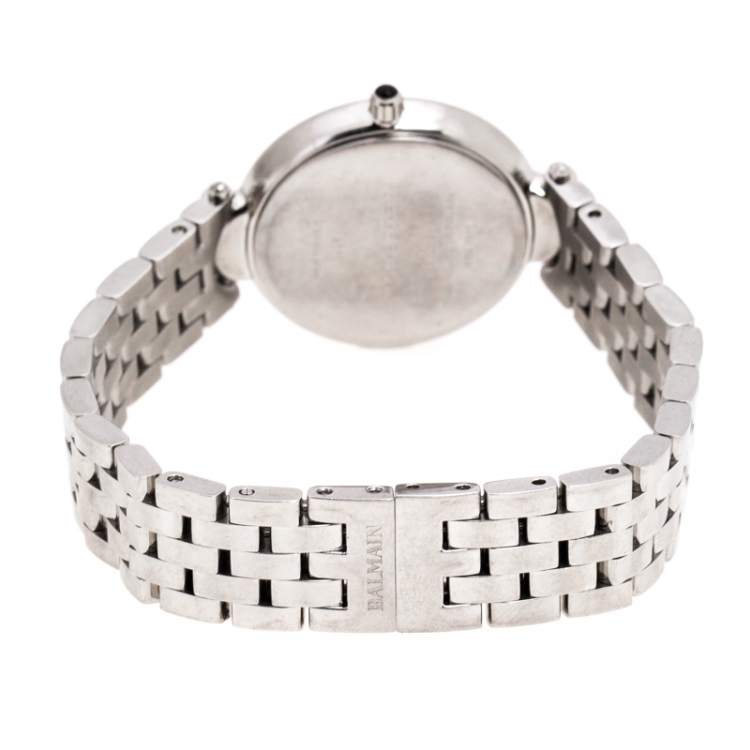 Pre Owned Balmain White Mother of Pearl Stainless Steel Haute Elegance B8071.33.83 Women's Wristwatch 27MM